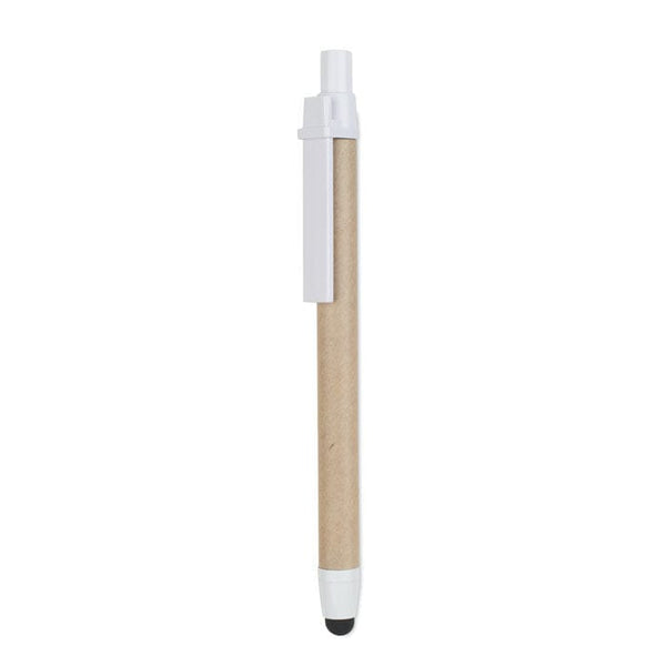 Penna in carta riciclata punta touch bianco - personalizzabile con logo