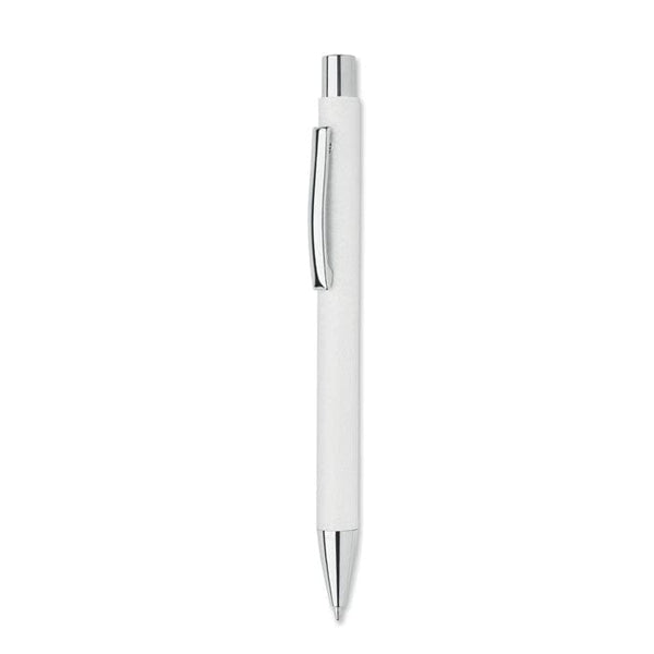 Penna in carta riciclata finiture metallo bianco - personalizzabile con logo