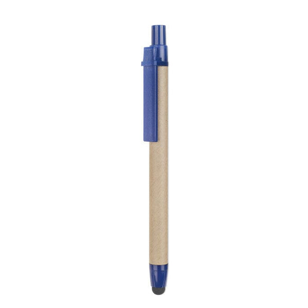 Penna in carta riciclata punta touch blu - personalizzabile con logo