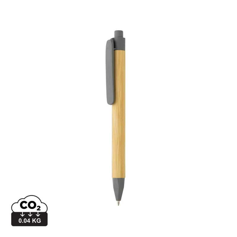 Penna in carta riciclata effetto bamboo grigio - personalizzabile con logo