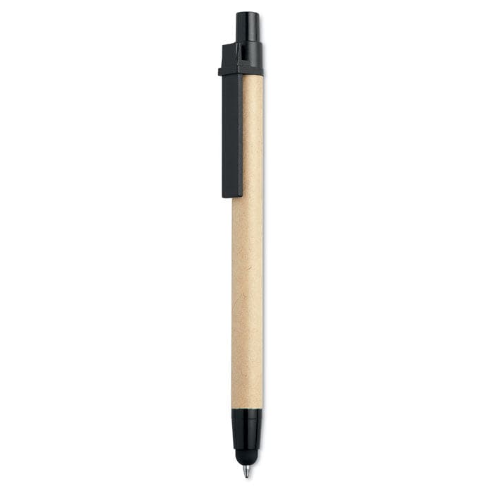 Penna in carta riciclata punta touch Nero - personalizzabile con logo
