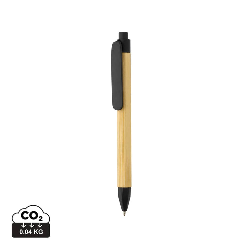 Penna in carta riciclata effetto bamboo nero - personalizzabile con logo