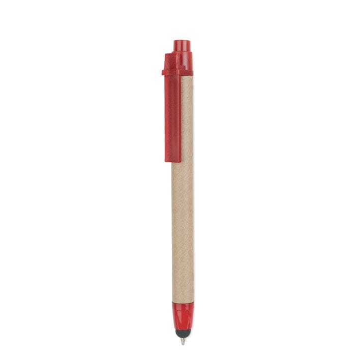 Penna in carta riciclata punta touch rosso - personalizzabile con logo
