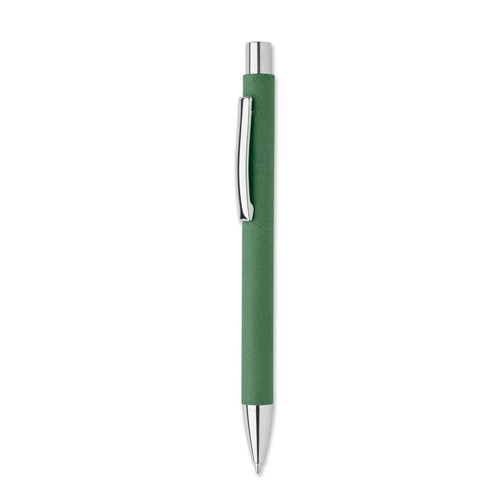 Penna in carta riciclata finiture metallo verde - personalizzabile con logo