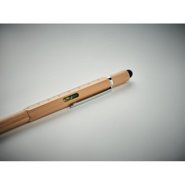 Penna livella in bamboo beige - personalizzabile con logo