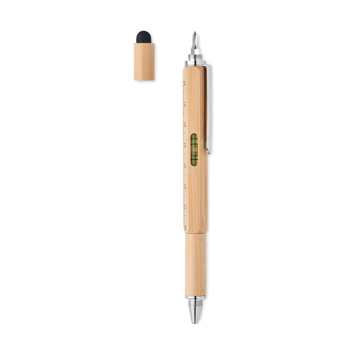 Penna livella in bamboo beige - personalizzabile con logo