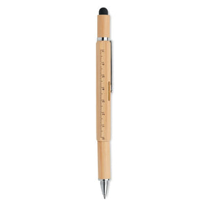 Penna livella in bamboo beige - personalizzabile con logo