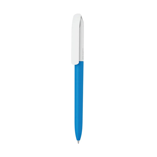 Penna made in Italy - plastica post industriale - cap bianco azzurro - personalizzabile con logo