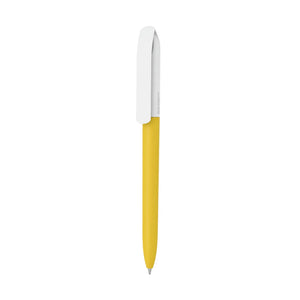 Penna made in Italy - plastica post industriale - cap bianco giallo - personalizzabile con logo
