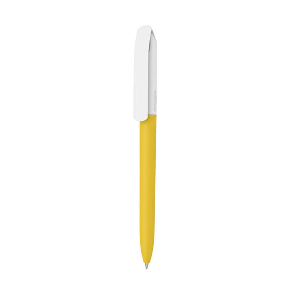 Penna made in Italy - plastica post industriale - cap bianco giallo - personalizzabile con logo