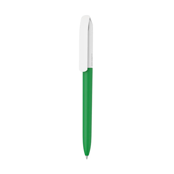 Penna made in Italy - plastica post industriale - cap bianco verde - personalizzabile con logo