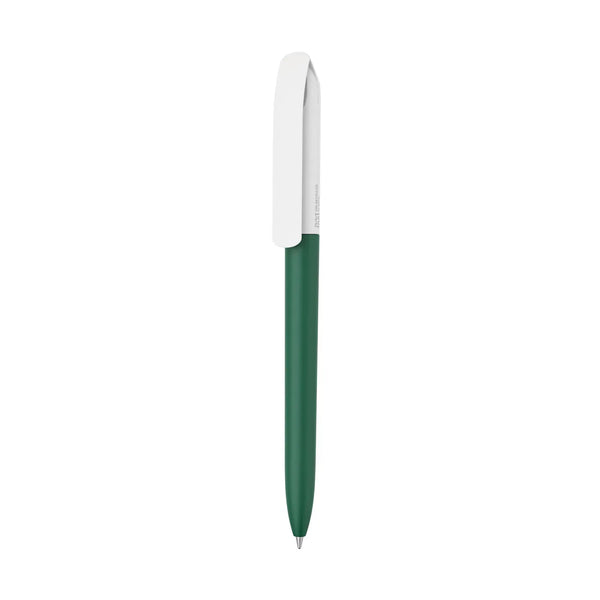 Penna made in Italy - plastica post industriale - cap bianco verde scuro - personalizzabile con logo