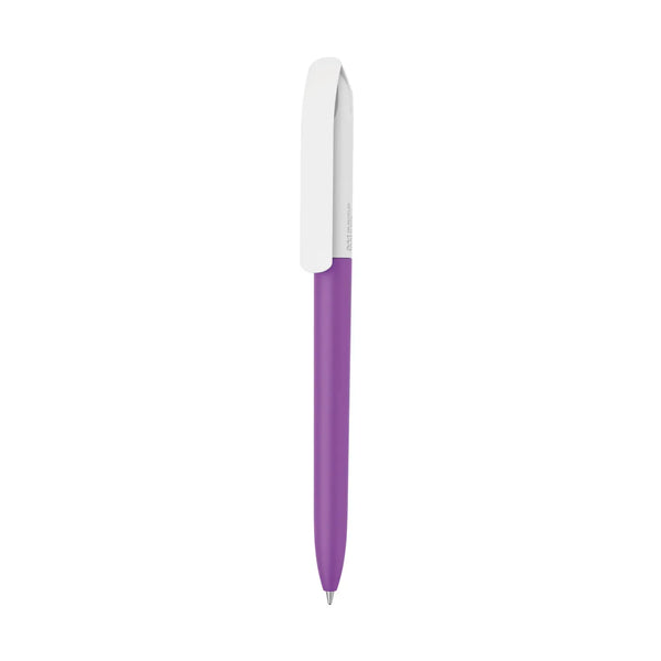 Penna made in Italy - plastica post industriale - cap bianco viola - personalizzabile con logo