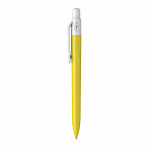 Penna made in Italy - RPET - cap bianco giallo - personalizzabile con logo