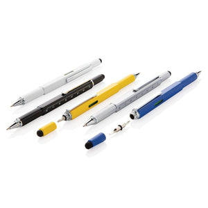 Penna multiattrezzo 5 in 1 in alluminio - personalizzabile con logo