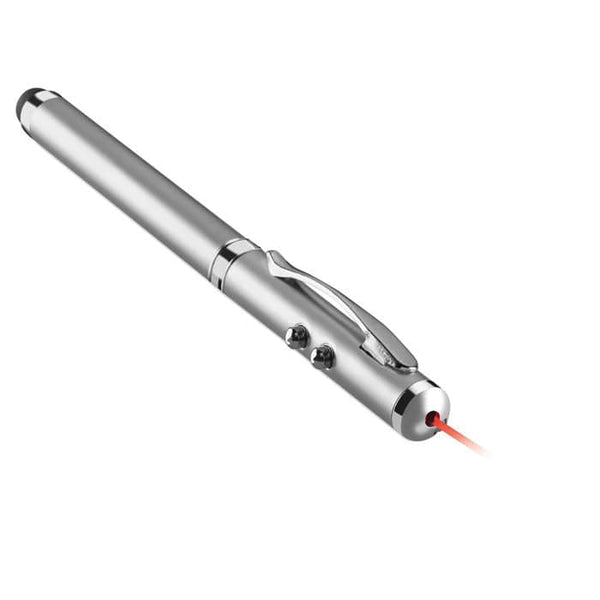Penna multifunzione in metallo color argento - personalizzabile con logo