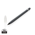 Penna senza inchiostro in alluminio con gomma grigio - personalizzabile con logo