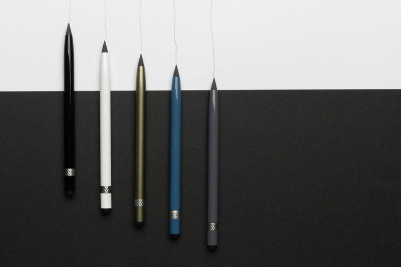 Penna senza inchiostro in alluminio con gomma - personalizzabile con logo