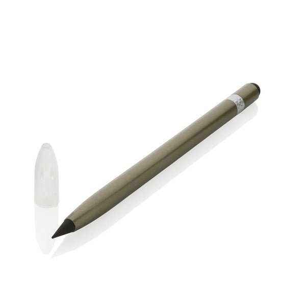 Penna senza inchiostro in alluminio con gomma - personalizzabile con logo
