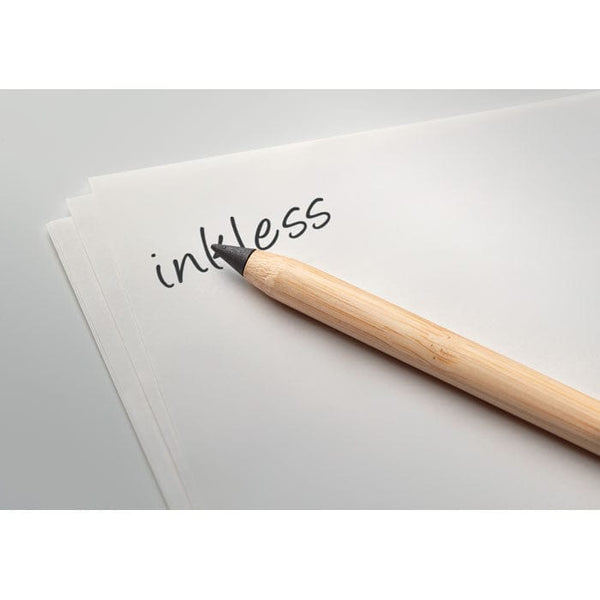 Penna senza inchiostro con gomma beige - personalizzabile con logo