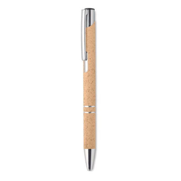Penna tipo paglia con dettagli in argento arancione - personalizzabile con logo
