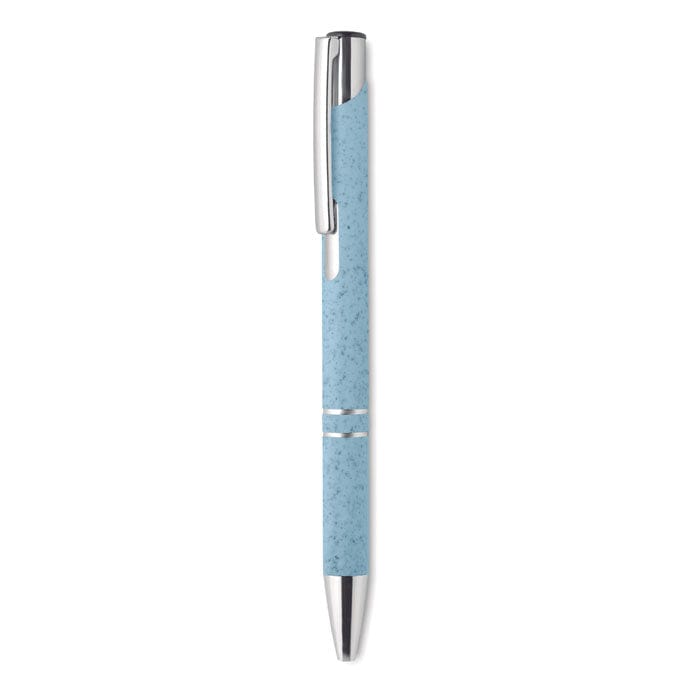 Penna tipo paglia con dettagli in argento blu - personalizzabile con logo