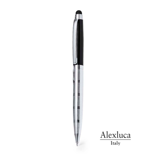 Penna Touch Lantey nero / argento - personalizzabile con logo