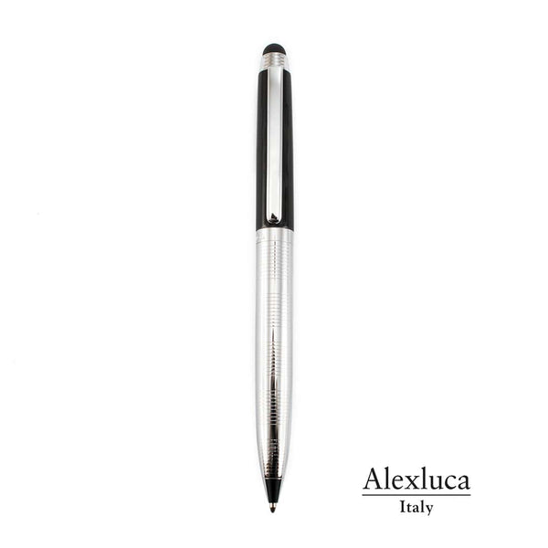 Penna Touch Lantey nero / argento - personalizzabile con logo