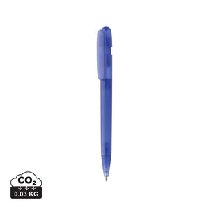 Penna trasparente Devin in rABS GRS blu - personalizzabile con logo