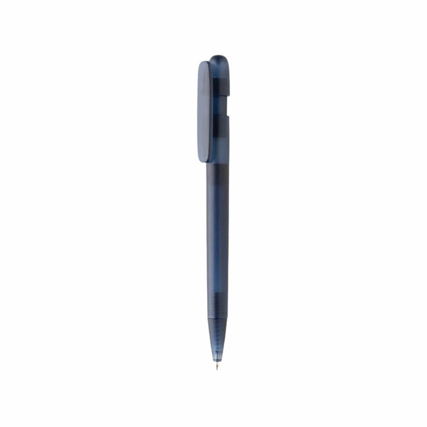 Penna trasparente Devin in rABS GRS blu navy - personalizzabile con logo