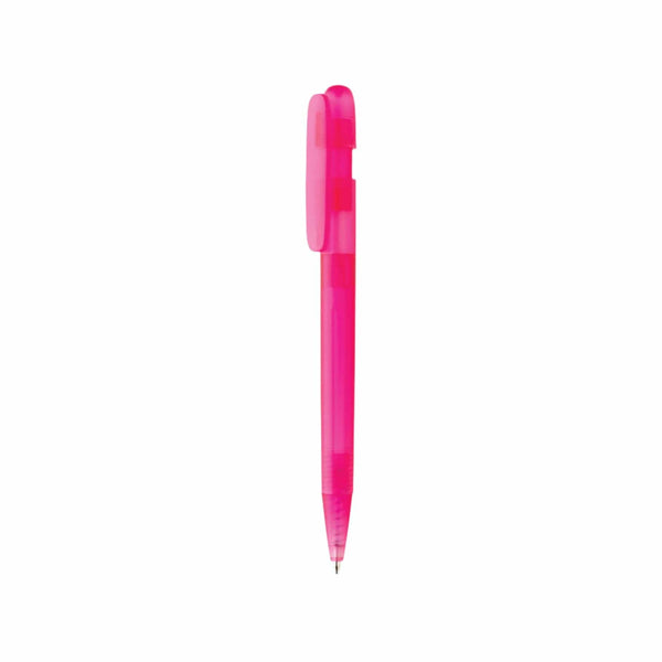 Penna trasparente Devin in rABS GRS rosa - personalizzabile con logo