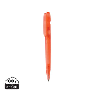 Penna trasparente Devin in rABS GRS rosso - personalizzabile con logo