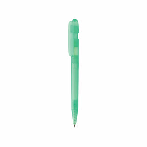 Penna trasparente Devin in rABS GRS verde - personalizzabile con logo