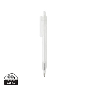 Penna X8 trasparente GRS RPET bianco - personalizzabile con logo