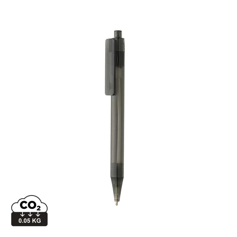 Penna X8 trasparente GRS RPET nero - personalizzabile con logo