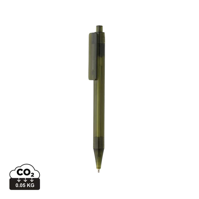 Penna X8 trasparente GRS RPET verde - personalizzabile con logo