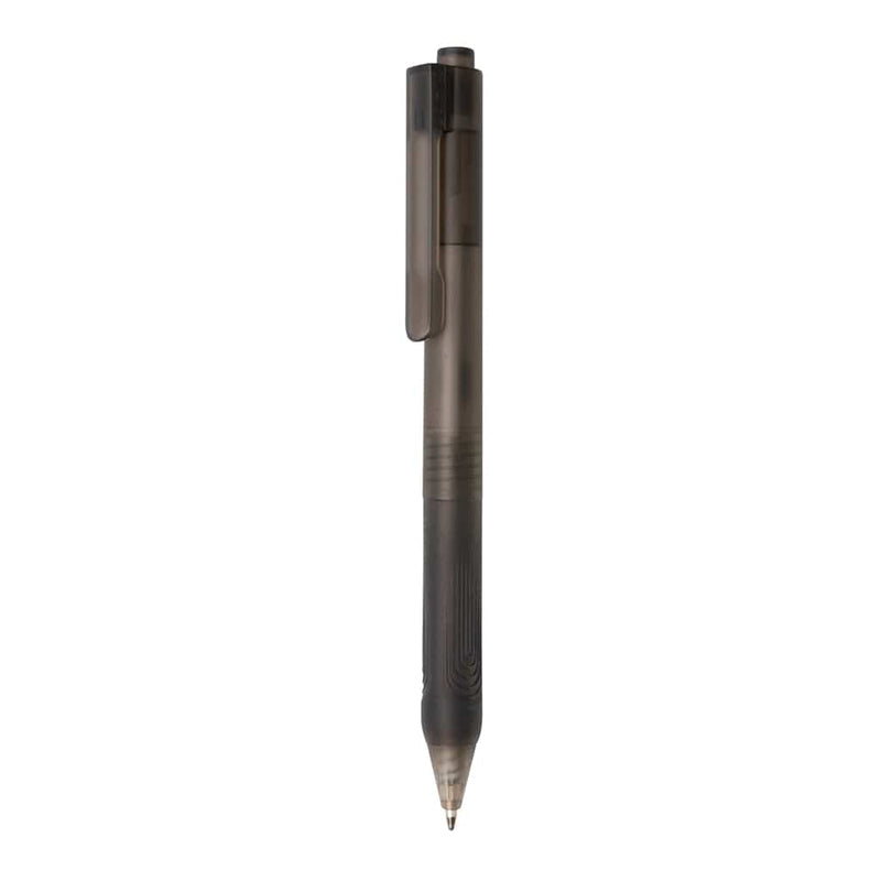 Penna X9 satinata con impugnatura in silicone nero - personalizzabile con logo