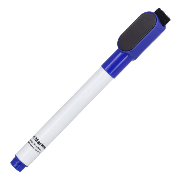 Pennarello per lavagna bianca con magnete e tergipennarello Blu - personalizzabile con logo