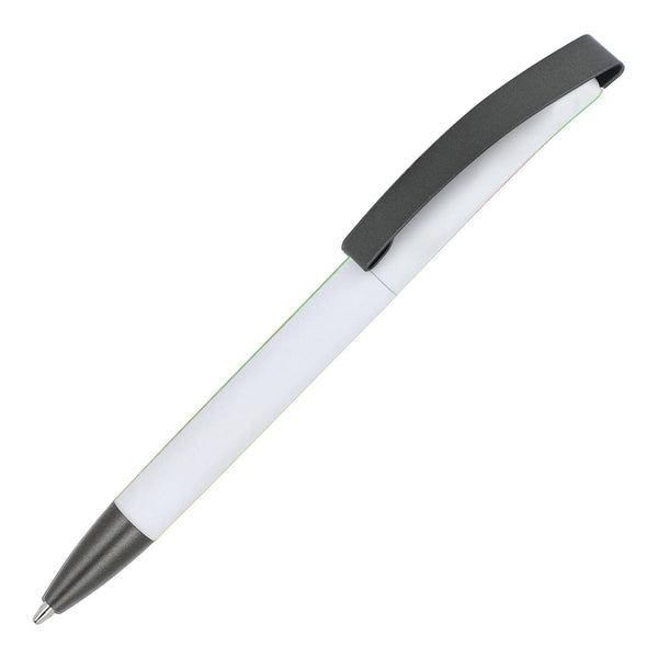 Penne a sfera Vegas con clip in metallo softtouch Bianco - personalizzabile con logo
