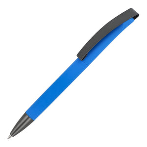 Penne a sfera Vegas con clip in metallo softtouch Blu - personalizzabile con logo
