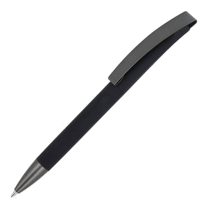 Penne a sfera Vegas con clip in metallo softtouch Nero - personalizzabile con logo