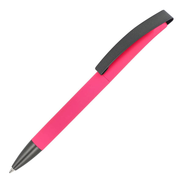 Penne a sfera Vegas con clip in metallo softtouch Rosa - personalizzabile con logo