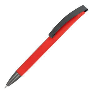 Penne a sfera Vegas con clip in metallo softtouch Rosso - personalizzabile con logo
