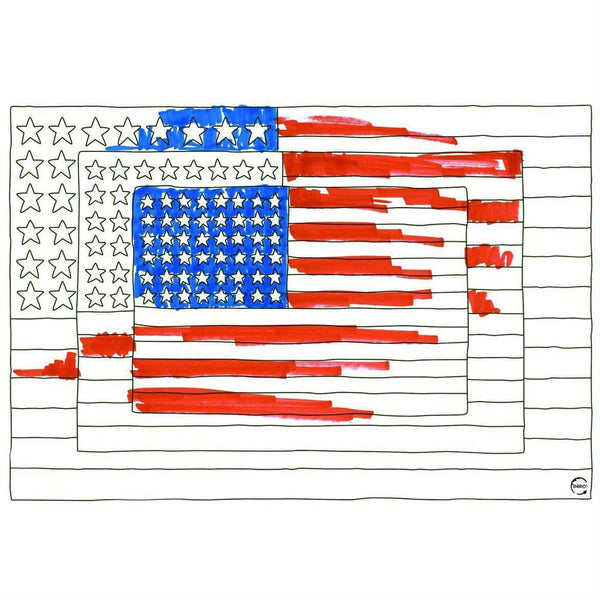 PIASTRELLA D'ARTE IN LEGNO Three flags - personalizzabile con logo