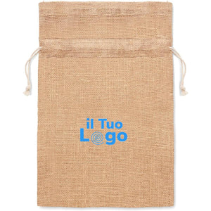 Piccola borsa in juta beige - personalizzabile con logo