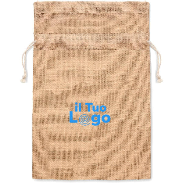 Piccola borsa in juta beige - personalizzabile con logo