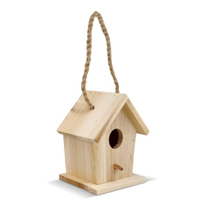 Piccola casetta per uccelli in legno FSC natural - personalizzabile con logo