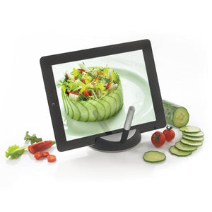 Piedistallo e touchpen per tablet Chef nero - personalizzabile con logo