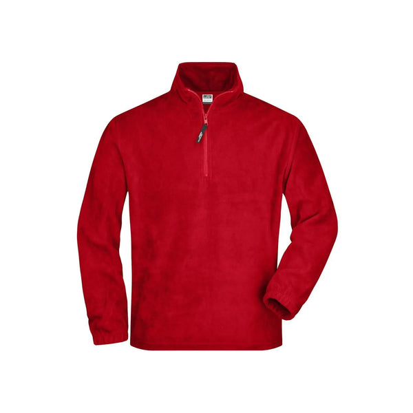 Pile Half-zip rosso / S - personalizzabile con logo