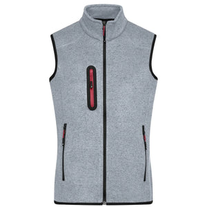 Pile Ladies Knitted Vest light-grey-melange/red / S - personalizzabile con logo